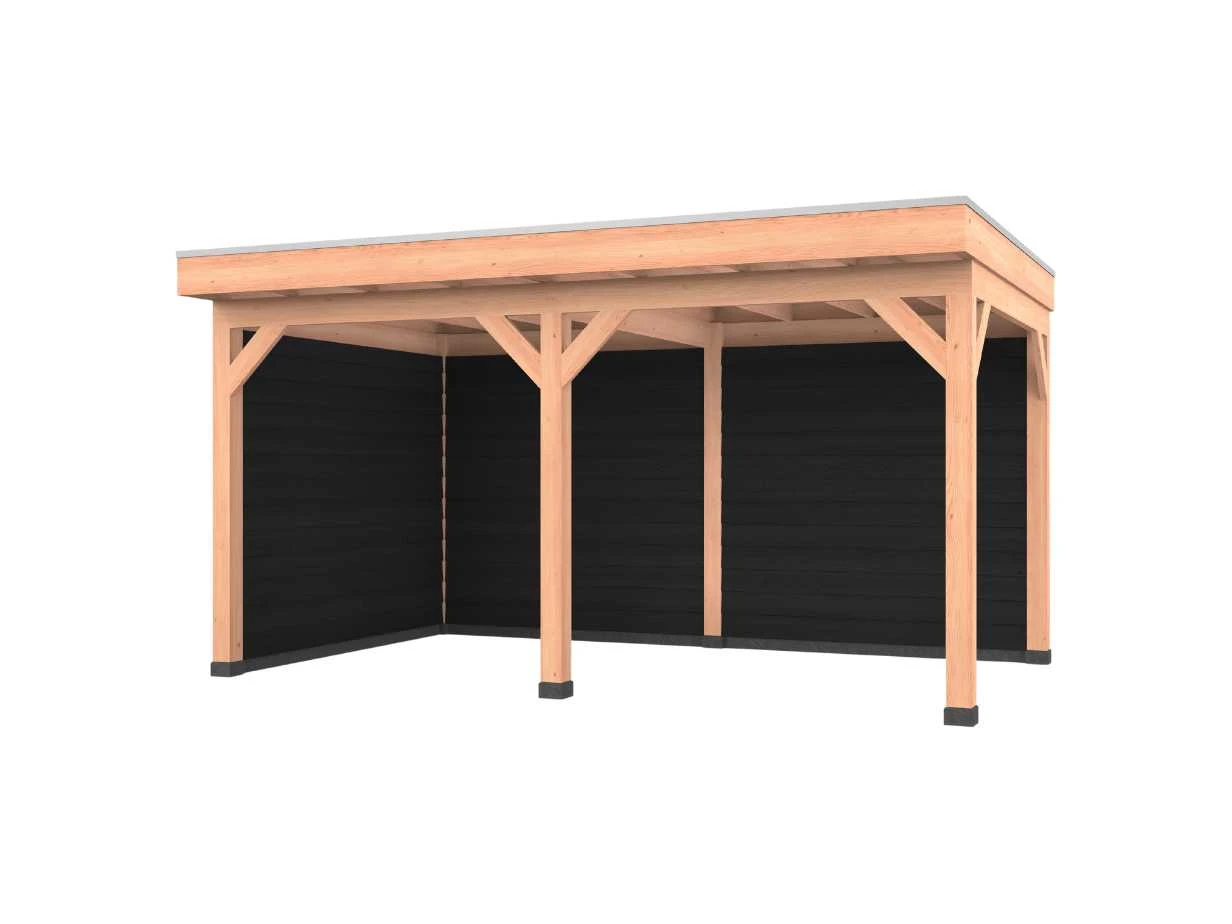 Douglas overkapping, 500 x 300, met zwarte achterwand en zijwand, Westwood Comfort Green - Afbeelding 1